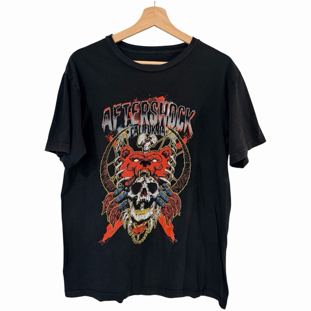 Aftershock Festival 2022 Band T Shirt‎ Black Skull Graphic Size Tag Missing